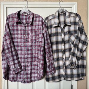 Two Plaid long sleeved button down boutique shirts